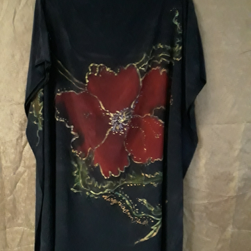 Hand Painted Crepe de Chine Silk Kimono Cover up T
